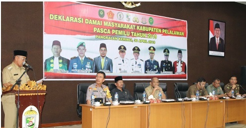 Pemkab Pelalawan dan Forkopimda Gelar Deklarasi Pasca Pemilu 2019